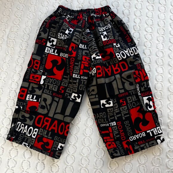 Billboard Pants Boys 14 Capri Length Elastic Waist Black Grey Red AOP - Picture 2 of 5